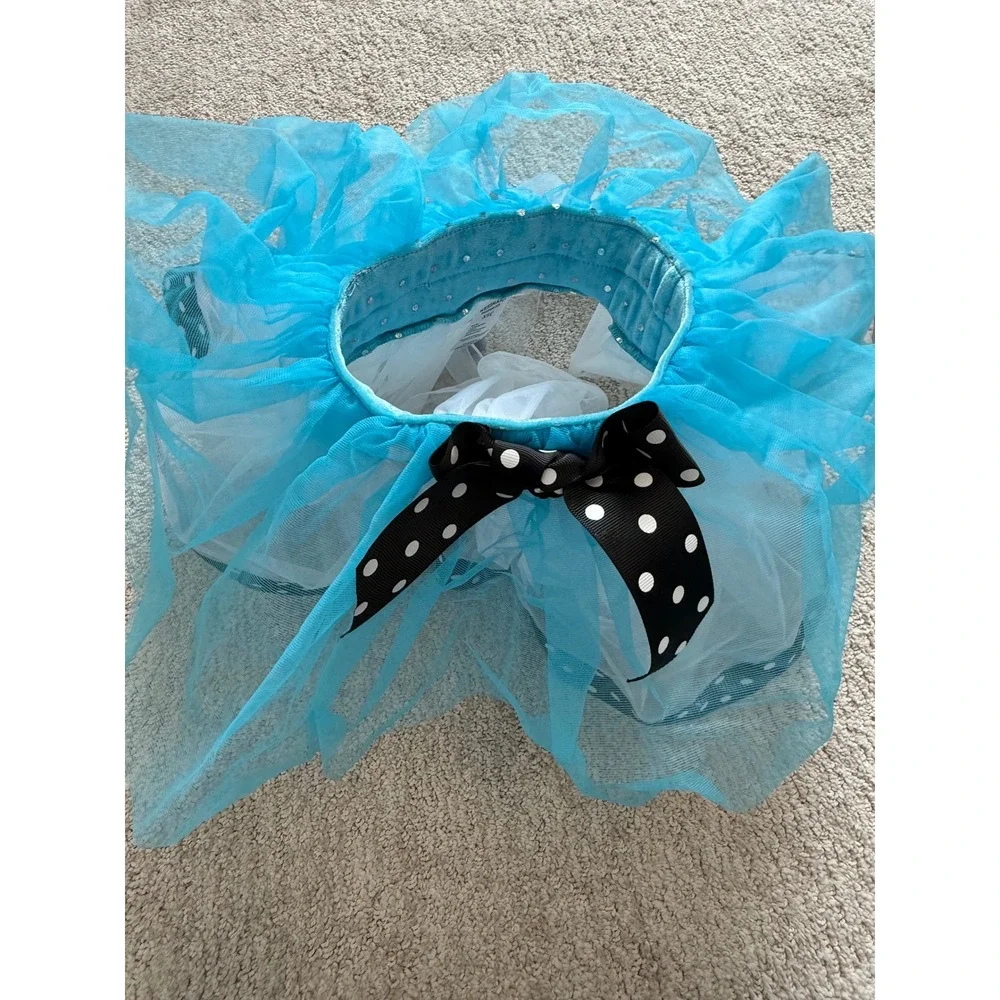 Weissman XSC Dance Costume - Blue Rhinestone Velvet, w/Fringe & Tulle Skirt‎